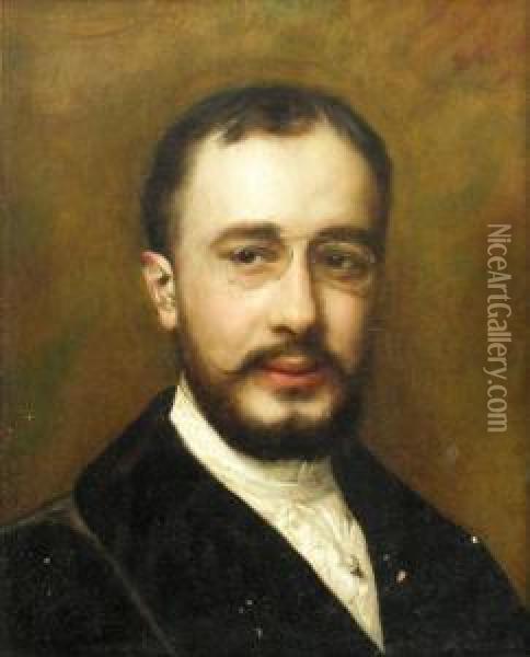 Portrait Of Henri De Toulouse-lautrec, Head And Shoulders In A Black Coat Oil Painting - Carolus (Charles Auguste Emile) Duran