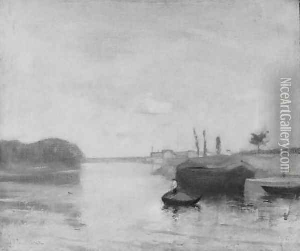 Canal Scene Oil Painting - John Henry Twachtman