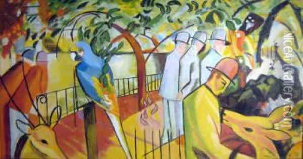 Zoo With Figures Oil Painting - Franz Marc