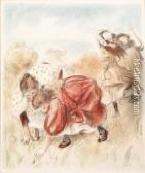 Enfants Jouant La Balle Oil Painting - Pierre Auguste Renoir
