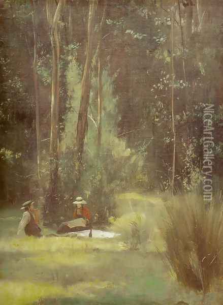 Sunday Afternoon Picnic at Box Hill Oil Painting - Tom Roberts