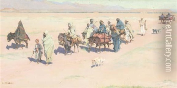 Caravane Dans Le Desert Oil Painting - Louis-Edouard Brindeau de Jarny