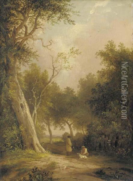 La Chasse Dans Le Bois Oil Painting - Julius Josephus Gaspard Starck