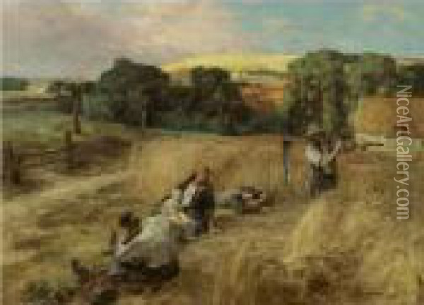 A Rest From The Harvest Oil Painting - Leon Augustin Lhermitte