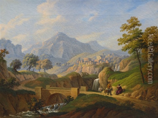 Landscapes With Italian Views (pair) Oil Painting - Carl Urban (Karl) Keller