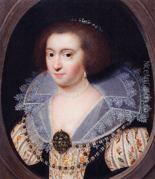 Portrait Of A Noblewoman (amalia Van Solms?) Oil Painting - Jan Anthonisz Van Ravesteyn
