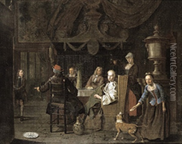 Voornaam Interieur Met Een Gastmaal Oil Painting - Maximilian Blommaerdt