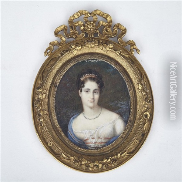 Portrait Miniature Of Letitia Buonaparte Oil Painting - Jean-Baptiste Isabey