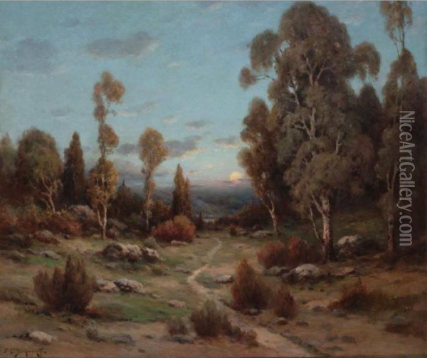 Sunset In The Hills Oil Painting - Alexis Matthew Podchernikoff