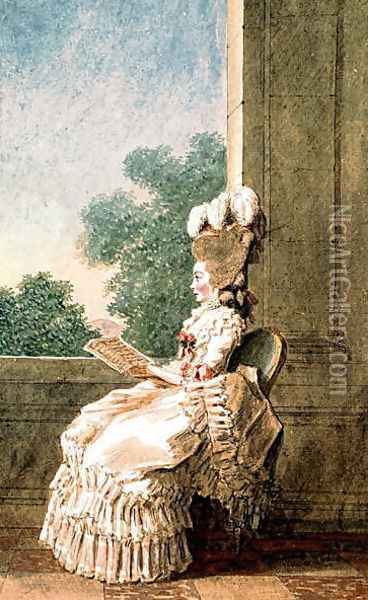 Louise-Caroline-Henriette Princess of Hesse-Darmstadt (1761-1829) c.1780 Oil Painting - Louis Carrogis Carmontelle