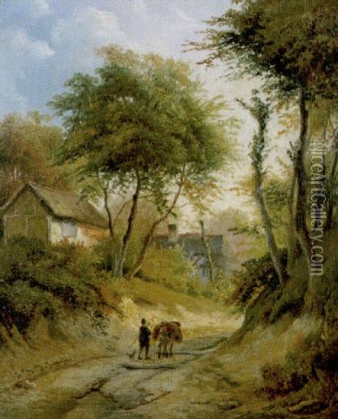 Landweg Met Reiziger Oil Painting - Jean-Baptiste de Jonghe