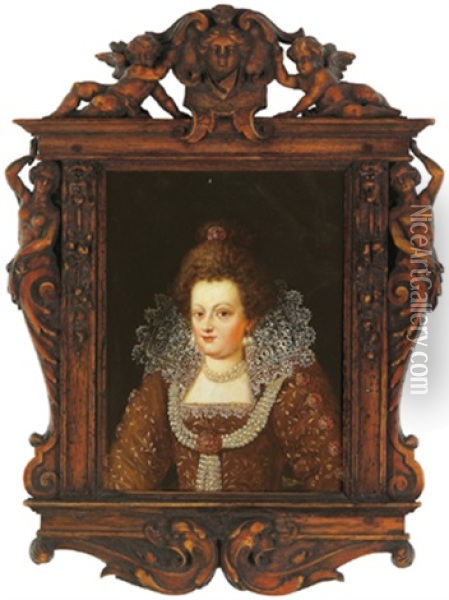 Bildnisbuste Der Gemahlin Heinrich Iv., Maria De'medici Oil Painting - Frans Pourbus the younger