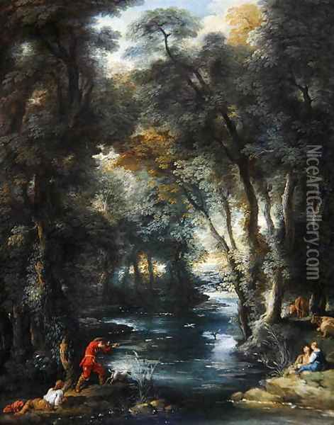 Duck Shooting in a wood, 1730 Oil Painting - Jean Francois de Troy