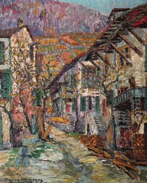 Douanne Sur Le Lac De Bienne, 1918 Oil Painting - Charles Baillon-Vincennes