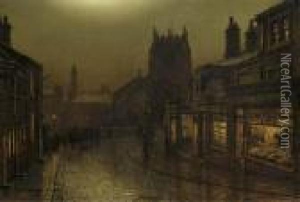 View Of Bradford Oil Painting - Louis H. Grimshaw