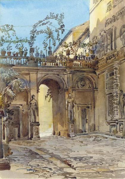Palazzo Antichi Mattei, Rome Oil Painting - Augustus John Cuthbert Hare