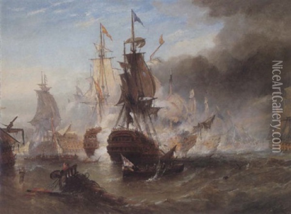 Battle Of Cape St. Vincent Oil Painting - Sir George Chambers