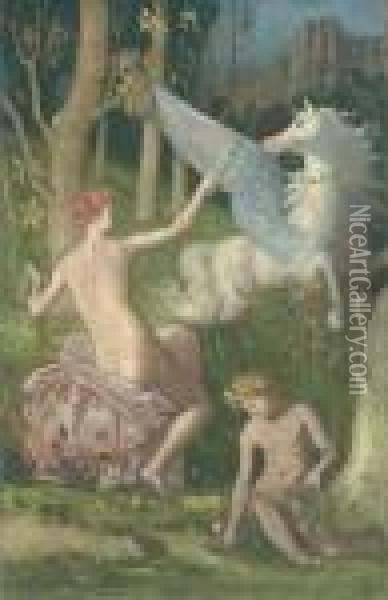 La Fantaisie (fantasy) Oil Painting - Pierre-Cecile Puvis De Chavannes