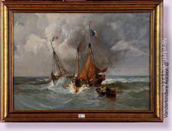 Marine Sous Un Ciel D'orage Oil Painting - Paul Ch. Emmanuel Gallard-Lepinay