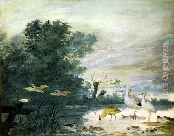 Exotic birds in a picturesque landscape Oil Painting - Pieter the Younger Holsteyn