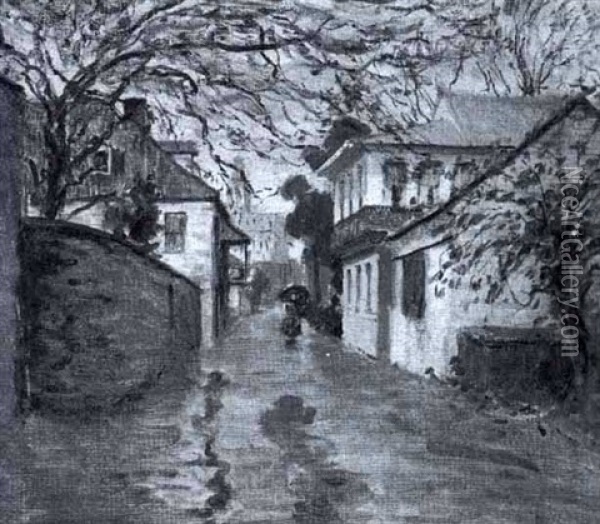 Rainy Day In Norwalk Oil Painting - Louis Charles Vogt