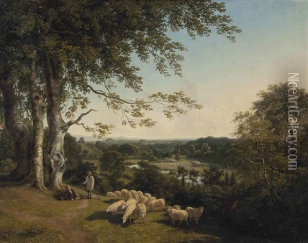 A Bucolic Landscape Of The English Countryside Oil Painting - William Mulready