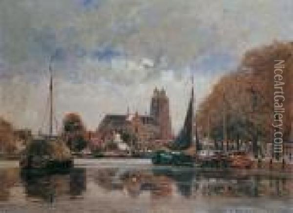 Hafen Von Dordrecht Oil Painting - Heinrich Hermanns