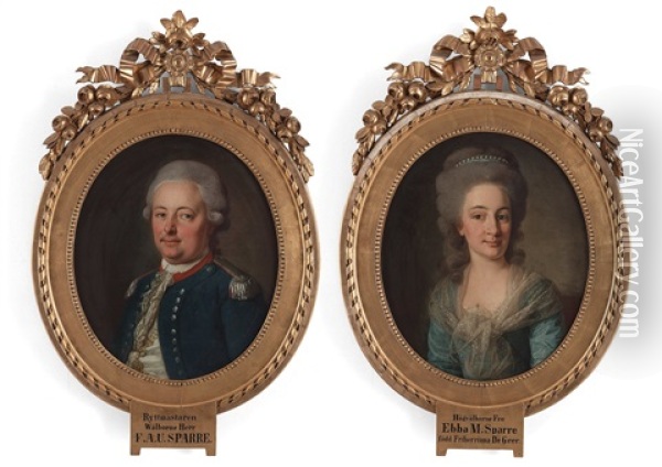 Fredrik Adolf Ulrik Sparre Of Rossvik (1746-1812) & Ebba Margareta Sparre, Born De Geer Of Leufsta (1756-1814) Oil Painting - Per Krafft the Elder