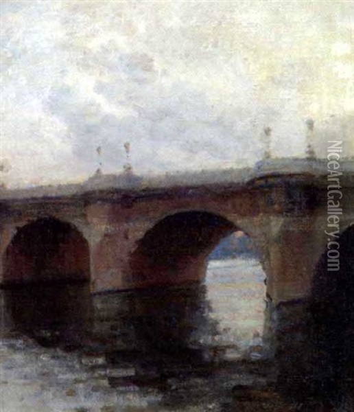 Aftenstemning Ved Pont Neuf Oil Painting - Julius Paulsen