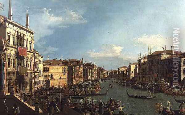 Venice- a Regatta on the Grand Canal Oil Painting - Studio of Canaletto, Antonio