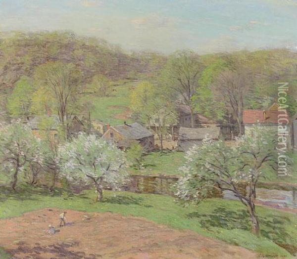 Village In Late Spring Oil Painting - Willard Leroy Metcalf