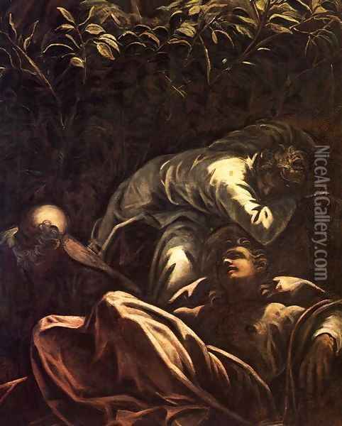 The Prayer in the Garden (detail) 2 Oil Painting - Jacopo Tintoretto (Robusti)