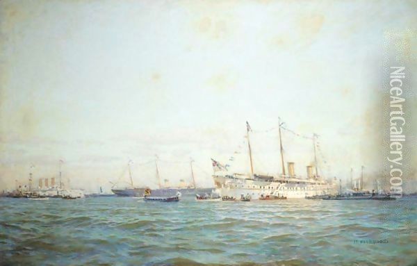 Naval Parade In The Baltic Oil Painting - Nikolai Nikolaevich Gritsenko