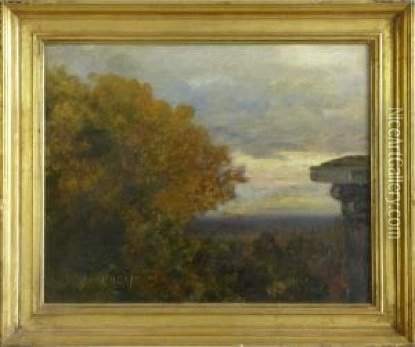 Herbstlandschaft Mit Grosem Baum Oil Painting - Ernest Preyer