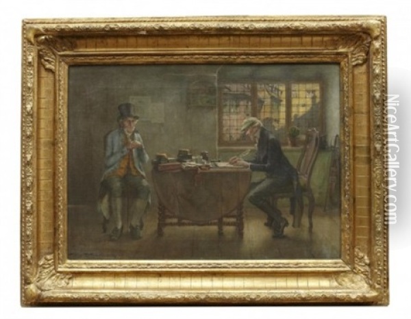 Interior Med Herrar Oil Painting - Hermann Koch