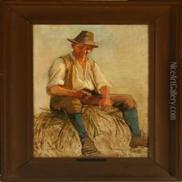 Italian Farmer Oil Painting - Edvard Frederik Petersen