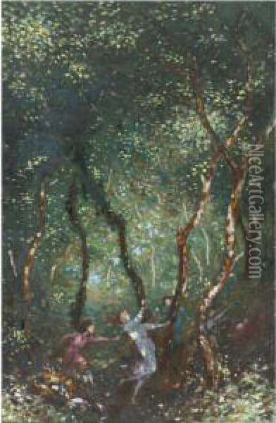 Figures Dancing In The Woods Oil Painting - George William, A.E. Russell