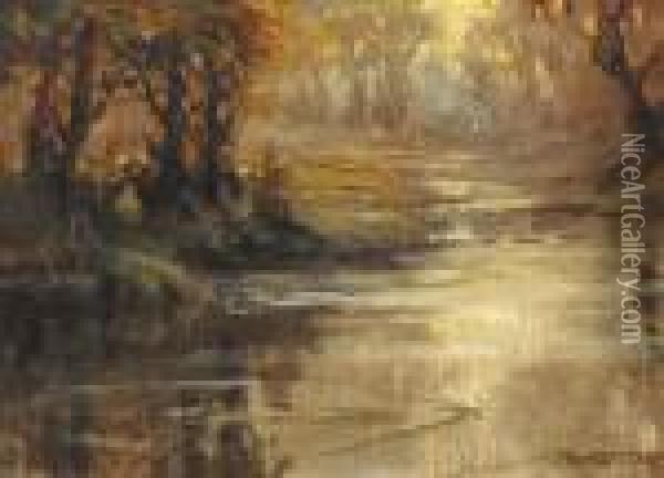 River At Sunset Oil Painting - James Humbert Craig