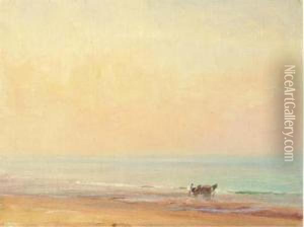 Plage Du Midi, Cannes Oil Painting - Georges Ricard-Cordingley