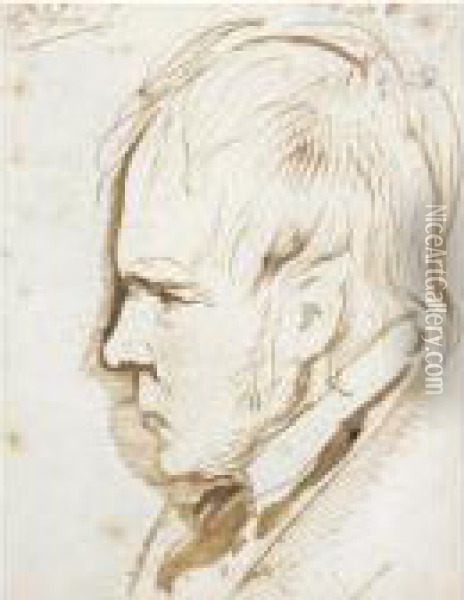 Portrait Study Of Sir Walter Scott (1771-1832) Oil Painting - Landseer, Sir Edwin