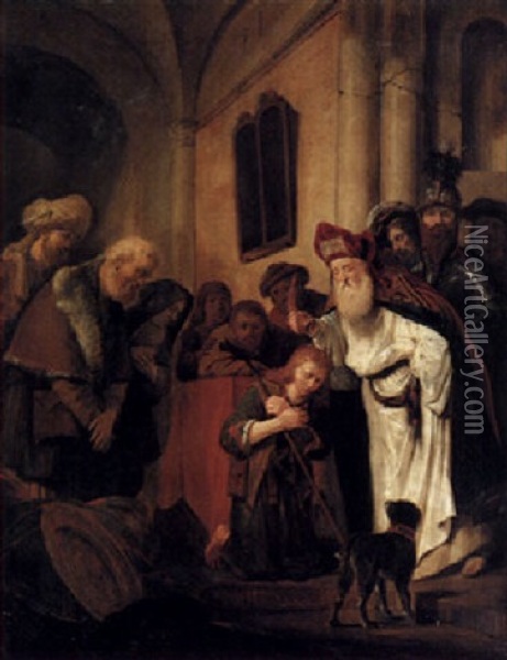 Samuel Anointing David Oil Painting - Salomon de Bray