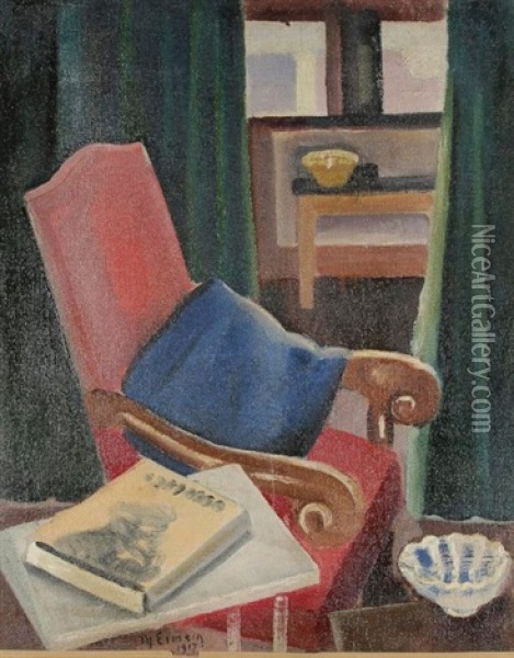 Interieur Au Fauteuil Oil Painting - Maurice Esmein