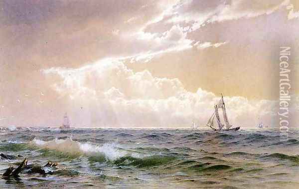Coastal Scene with Sailboats Oil Painting - William Trost Richards
