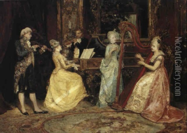 The Music Party Oil Painting - Ettore Simonetti