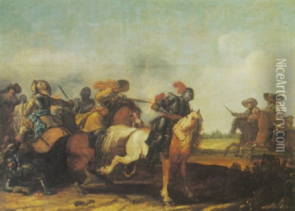 Das Reitergefecht Oil Painting - Jan de Martszen the Younger