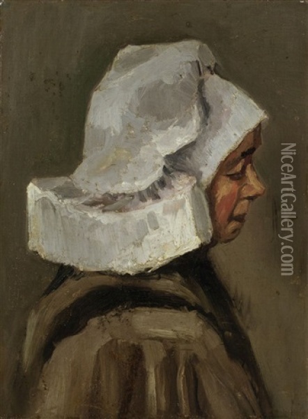 Head Of A Peasant Woman: Right Profile (kopf Einer Bauerin: Profil Nach Rechts) Oil Painting - Vincent Van Gogh