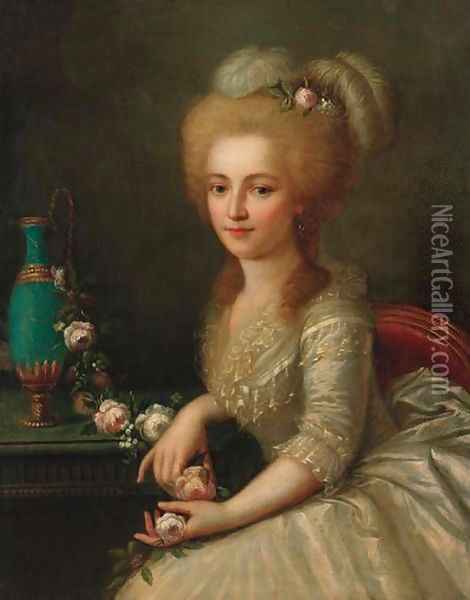 Portrait of a young lady 2 Oil Painting - Antoine Vestier