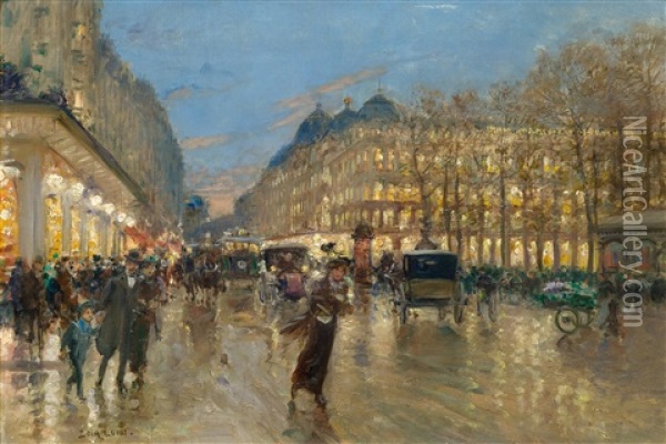 Boulevard Haussmann Oil Painting - Luigi Loir
