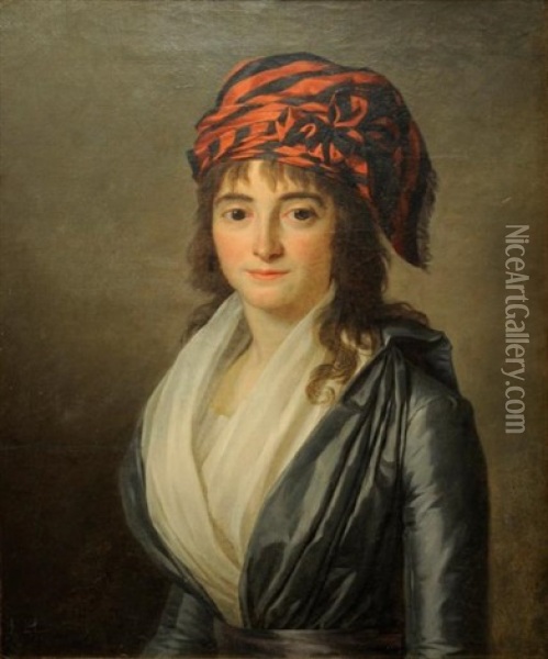 Jeune Fille Au Turban Rouge Et Noir Oil Painting - Marie-Victoire Lemoine