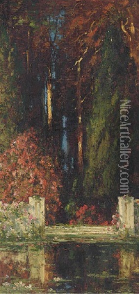 The Fountain (+ Still Water; Pair) Oil Painting - Thomas Edwin Mostyn